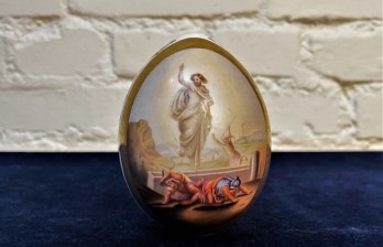 Яйцо фарфор Воскресение Христово антикварное русское старинное ИФЗ